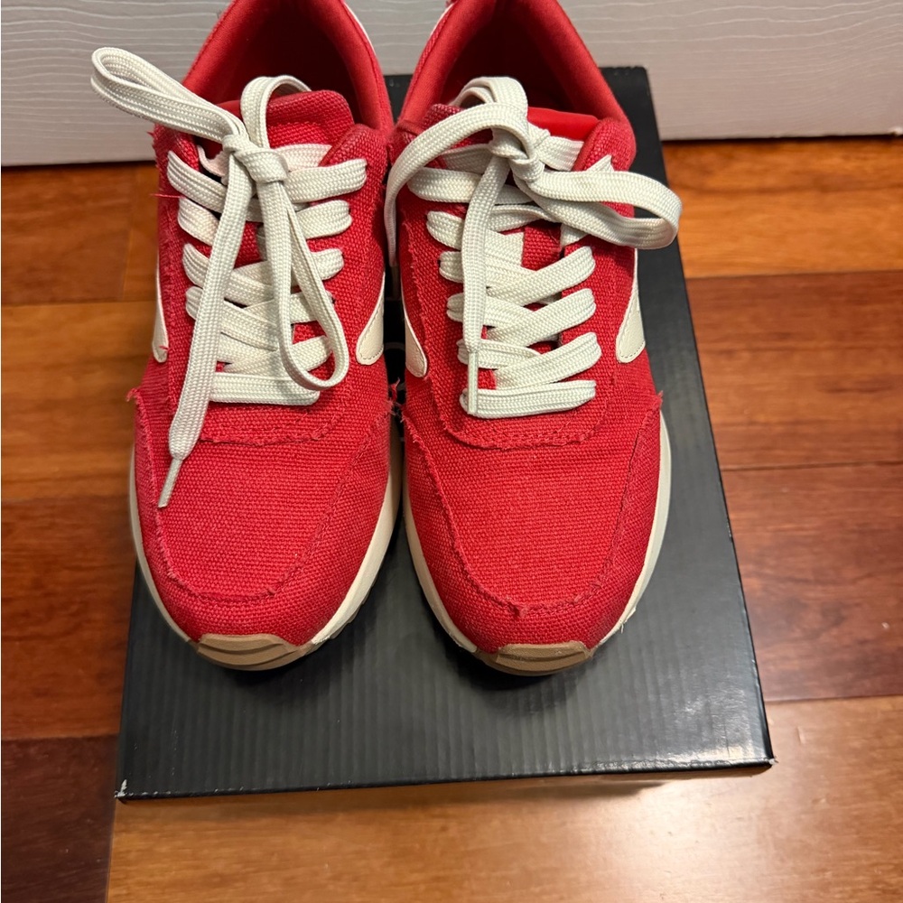 Dolce Vita Red Canvas Athletic Sneakers with White Accents